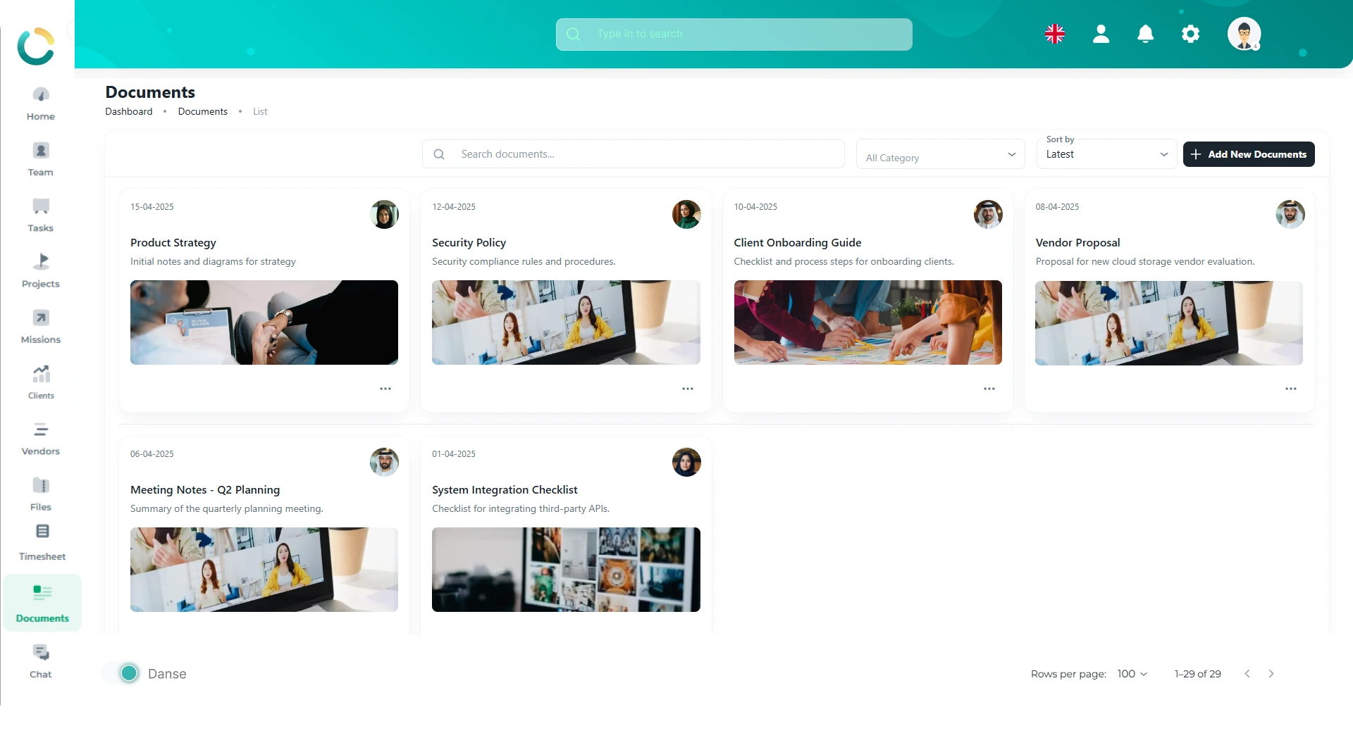NOVOLOGS Document Management Dashboard